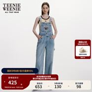 Teenie Weenie小熊女裝春裝休閑棉質(zhì)舒適牛仔褲背帶褲女士長(zhǎng)褲 淺藍(lán)色 S (160)