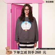 拉拉波波哆啦A夢(mèng)新款設(shè)計(jì)感減齡薄衛(wèi)衣女圓領(lǐng)寬松顯瘦高級(jí)上衣ABCD-WSTS18 灰色 M