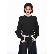 哈魯迪黑色假兩件蕾絲針織毛衣女早秋季內搭收腰小個(gè)子短款開(kāi)衫外套上衣 黑色 均碼 (120斤以?xún)龋?
                                         title=