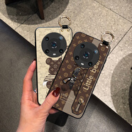 ImakAimak適用華為Magic6RSR手機殼榮耀magic5至臻版保護套 皮質(zhì)腕帶機械熊咖啡色配斜挎掛繩 榮耀Magic3