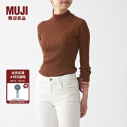無印良品 MUJI 女式 寬羅紋 可水洗 半高領(lǐng)毛衣長袖針織衫 BAA02A1A 磚紅色 S