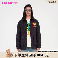 拉拉波波設(shè)計(jì)感格子羽絨服女秋冬新款黑色簡約休閑多口袋外套LBCC-WSYR11 黑色 L 170