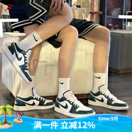 耐克（NIKE）【潮】Air Jordan aj1板鞋男女情侶新款低幫休閑運(yùn)動(dòng)籃球鞋休閑鞋 FQ8041/FQ7687-300綠/白 女款GS 44.5