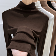 阿瑪施（AMASS）哥弟適用莫代爾半高領(lǐng)長(cháng)袖內搭衣女2025新款修身秋冬洋派內搭安可 深咖色【單件裝】螺紋面料 2XL 建議140-160斤
