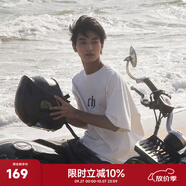 CHINISM  CH赤塵美式?jīng)龈兴俑啥绦鋞恤男士夏季潮流寬松休閑五分袖上衣 白色 （基礎款） M