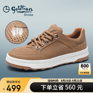金利來(lái)（Goldlion）【斷碼清倉】男鞋復古時(shí)尚休閑鞋透氣沖孔鞋G527420081THD土黃41