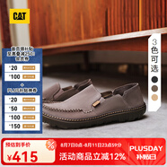 CAT卡特休閑皮鞋男鞋25春新品一腳蹬薄皮輕量舒適干爽通勤鞋船鞋 深灰色 41