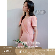茵曼（INMAN）章若楠同款歐若風(fēng)法式吊帶連衣裙2025夏季新品女裝淡鵝黃色裙子 粉紅色-W18528313 L