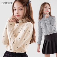 多妙屋女童打底衫秋季兒童長(cháng)袖T恤中大童洋氣上衣高領(lǐng)秋衣81938米色170