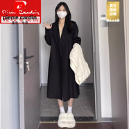 皮爾卡丹（pierre cardin）羽絨服女加厚毛呢大衣2025秋冬季新款韓系小個(gè)子羽絨內(nèi)膽呢子外套 嘉興雙面呢大衣黑色(升級(jí)夾棉版) XS 濮院雙面絨大衣 【建議80-100斤】