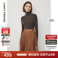 朗姿【王楚然同款】純羊毛高領(lǐng)針織衫春冬內(nèi)搭打底上衣曠野美拉德 棕色 S