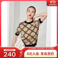 敦奴（DUNNU）商場同款短袖針織衫雙面可穿羊毛混紡T恤女 淺咖 S