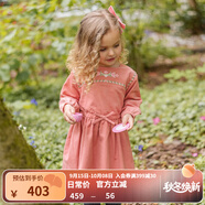 happyology英國女童長(cháng)袖連衣裙純棉英倫兒童裙子女寶寶秋季連身裙 珊瑚粉 86 (86cm)