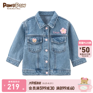 PawinPaw卡通小熊童裝春季女寶花朵裝飾可愛(ài)童趣牛仔外套 Indigo牛仔藍色/55 90