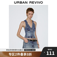 UR2025夏季新款女裝時(shí)尚解構(gòu)鏤空露背連帽牛仔襯衫UYV850074