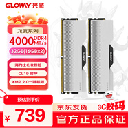 光威（Gloway）32GB(16GBx2) DDR4 4000 臺式機內存條 龍武 馬甲條 海力士CJR CL19 深空銀