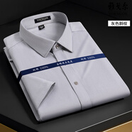雅戈爾秋季高支紗棉DP免燙長(cháng)袖襯衫藍白格男士商務(wù)棉襯衣 DP9505灰色斜紋 短袖 2XL 185/108A=44碼