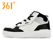 361°運動高幫板鞋女鞋2025秋季新款柔軟舒適厚底增高百搭輕便休閑鞋女 羽毛白/曜石黑 37
