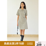 獨束大碼女裝【雙色雙版】氣質(zhì)休閑Polo領(lǐng)連衣裙女夏裝新款簡(jiǎn)約裙子 花灰色-短款 L (尺碼：2)