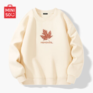 名創(chuàng)優(yōu)品（MINISO）衛(wèi)衣男春秋中國(guó)風(fēng)潮牌寬松百搭無(wú)帽長(zhǎng)袖男士秋冬款圓領(lǐng)休閑上衣服 淺米(回憶楓中標(biāo)) XL 180(體重140-160斤左右)