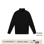 BODYDREAM含羊毛中性風(fēng)高領(lǐng)毛衣男冬季貼身打底毛線衣黑色針織衫 黑色 S