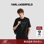 Karl Lagerfeld卡爾拉格斐2025夏季新款短袖T恤老佛爺男裝M22O1706 黑色 M （48）