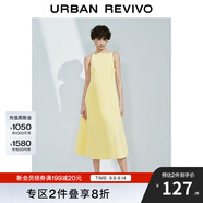 UR2025春季新款女裝法式氣質(zhì)后拉鏈?zhǔn)昭鼰o(wú)袖連衣裙UWM750031 米黃 XL