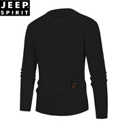 JEEP SPIRIT秋冬男士圓領(lǐng)歐美簡(jiǎn)約純色長(zhǎng)袖針織衫潮流休閑套頭毛衣帥氣打底衫 黑色 M
