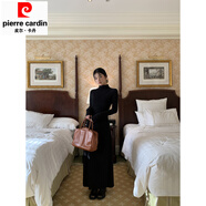 皮爾卡丹紅人館黑色連衣裙女秋冬2025新款超好看長(cháng)裙氣質(zhì)法式長(cháng)袖針織裙子 黑色 M