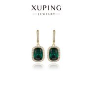 XUPING旭平首飾仿水晶時(shí)尚氣質(zhì)密鑲滿(mǎn)鑲枕頭耳釘送禮飾品 墨綠色
