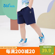 361°兒童短褲夏季男女童3-12歲透氣運(yùn)動褲梭織五分褲 藏青 120