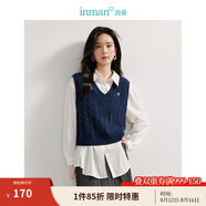 茵曼（INMAN）針織馬甲女老錢風(fēng)V領(lǐng)薄2025秋冬女裝新款學(xué)院風(fēng)內(nèi)搭毛衣上 寶藍(lán)色 S