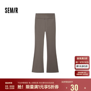 森馬（Semir）休閑褲女磨毛長(zhǎng)褲純色簡(jiǎn)約風(fēng)2024秋季女士彈力喇叭褲109724127005