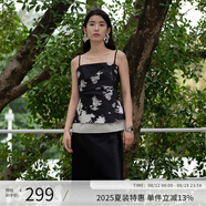 阿依蓮【商場同款】法式吊帶背心女可外穿2025夏季新款高端顯瘦無袖上衣 黑色 M