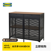 宜家（IKEA）FJALLBO耶伯餐邊柜鏤空置物柜簡(jiǎn)約現代儲物柜子收納柜 餐邊柜黑色