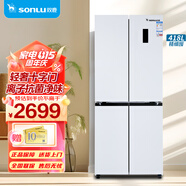 雙鹿（SONLU）418升十字對開門冰箱 變頻節(jié)能 一級能效 風冷無霜 離子凈味養(yǎng)鮮 大容量四開門家用電冰箱 BQE418PWS（巖白）