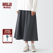 無印良品 MUJI  女式 彈力 起毛 喇叭裙 半身長裙秋冬季 簡約風BEK40C2A 炭灰色 XS
