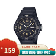 卡西歐（CASIO）男女表學(xué)生手表運(yùn)動(dòng)手表 夜光防水石英表帶星期日歷腕表 黑表暗金MRW-200H-1B3