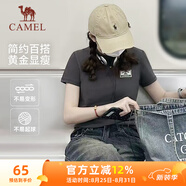 駱駝（CAMEL）正肩修身棉感舒適透氣女T恤上衣 J24BARLG019 碳灰 L