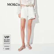 MO&Co.牛仔短褲2025夏新品土耳其棉質(zhì)磨爛破洞高腰寬松MBE2SOT026 牛仔白色 S /S