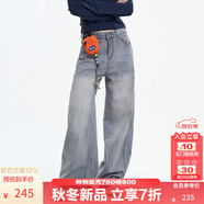 KAMA卡瑪女褲女士煙管褲顯瘦直筒牛仔褲2025新款秋季女裝小個子長褲 灰色 L