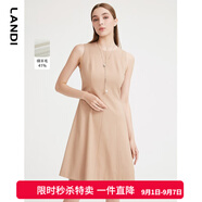 LANDI秋季新款羊毛無(wú)袖收腰a字連衣裙女通勤內搭短裙 粉紅色 M