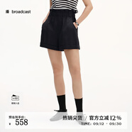 播商場同款收腰休閑短褲女25夏季新款高腰直筒熱褲BDS2KD2450 K40玄黑 M