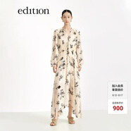 edition花卉印花連衣裙女新款小眾氣質(zhì)收腰長裙內(nèi)含吊帶 杏底圖騰花T11 M/165
