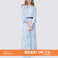MeetMetro瑪依爾法式仙女連衣裙女2025秋新款高端氣質(zhì)純欲風(fēng)裙子禮服長(zhǎng)裙 淺藍(lán)【現(xiàn)貨】 S