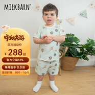 Milkbarn2025春夏新品兒童短袖短褲套裝嬰兒寶寶衣服男女童童裝 淺灘貝殼 110 (3-4歲-參考身高100-110cm)