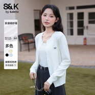 班尼路（Baleno）S&K圓領(lǐng)針織開(kāi)衫外套女2025秋季新款簡(jiǎn)約舒適毛衫蝴蝶結刺繡毛衣