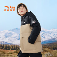 安踏兒童羽絨服男童裝2025年冬季新款保暖加厚外套雪殼棉羽大童上衣服 【熱返雪殼】素卡其/夢幻黑6901-6 175 cm