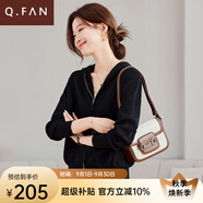 恰凡（QIAFAN）2025春秋新款連帽衛(wèi)衣針織開衫拉鏈毛衣外套女小個子打底衫薄上衣 黑色 M