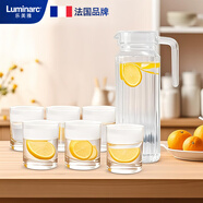 水具套裝1壺6杯套裝家用冷水壺果汁扎壺條紋款